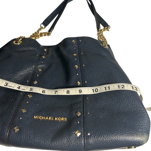 Michael Kors Jet Set Navy Blue Leather Studded Chain Strap Bag - Picture 14 of 16